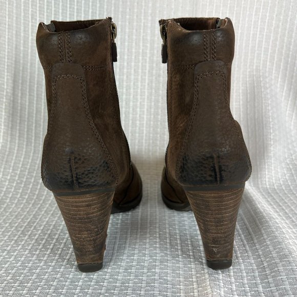 Timberland Boots‎ Womens 8.5 Brown Leather Waterproof Block Heels Zip Up Ankle - Picture 4 of 16